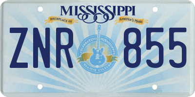 MS license plate ZNR855