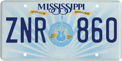 MS license plate ZNR860