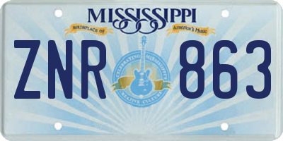 MS license plate ZNR863
