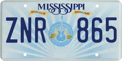 MS license plate ZNR865