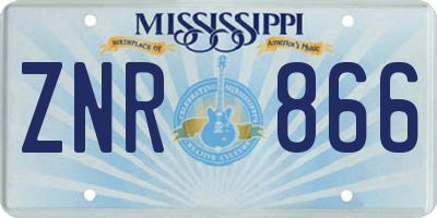 MS license plate ZNR866