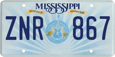 MS license plate ZNR867