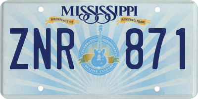 MS license plate ZNR871