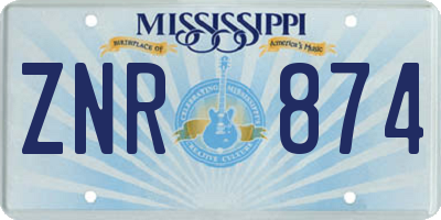 MS license plate ZNR874