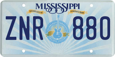 MS license plate ZNR880