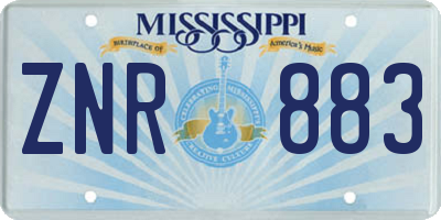 MS license plate ZNR883