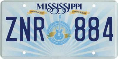 MS license plate ZNR884