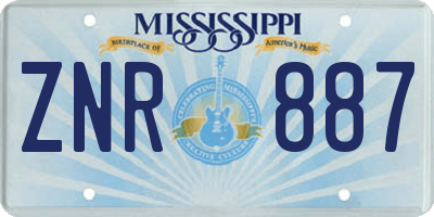 MS license plate ZNR887
