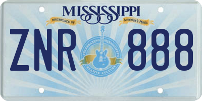 MS license plate ZNR888