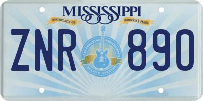 MS license plate ZNR890