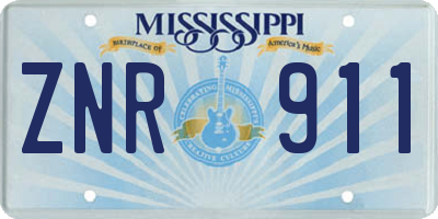 MS license plate ZNR911