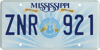MS license plate ZNR921
