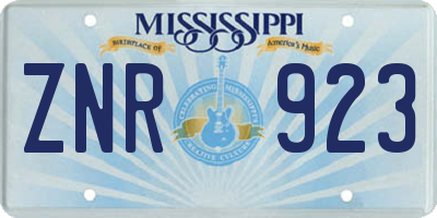 MS license plate ZNR923