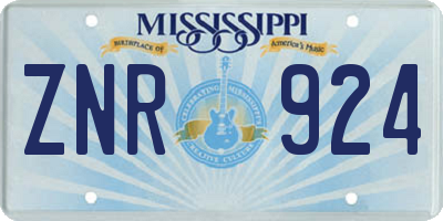 MS license plate ZNR924