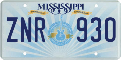 MS license plate ZNR930