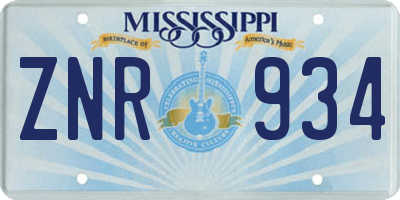 MS license plate ZNR934