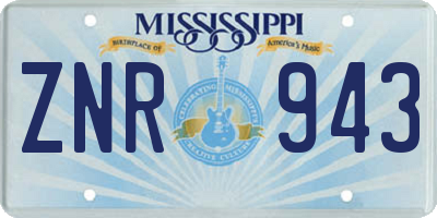 MS license plate ZNR943