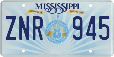 MS license plate ZNR945