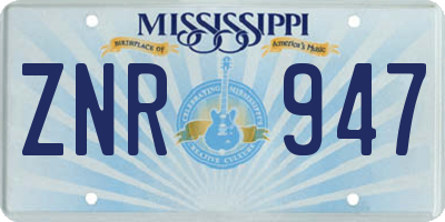 MS license plate ZNR947