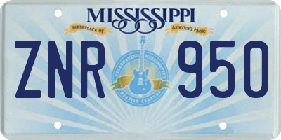 MS license plate ZNR950