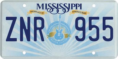 MS license plate ZNR955