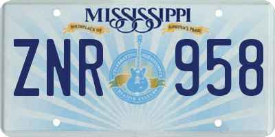 MS license plate ZNR958