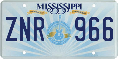 MS license plate ZNR966