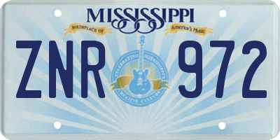 MS license plate ZNR972