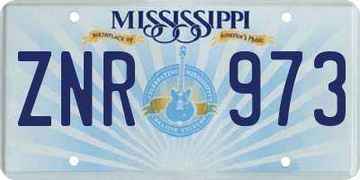 MS license plate ZNR973