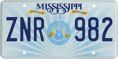 MS license plate ZNR982