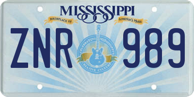 MS license plate ZNR989