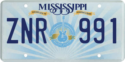 MS license plate ZNR991