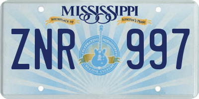 MS license plate ZNR997