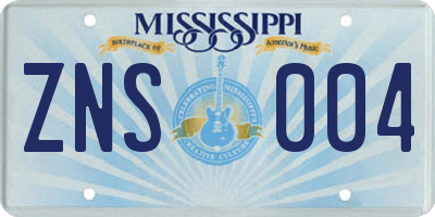 MS license plate ZNS004