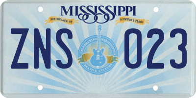 MS license plate ZNS023