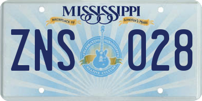 MS license plate ZNS028