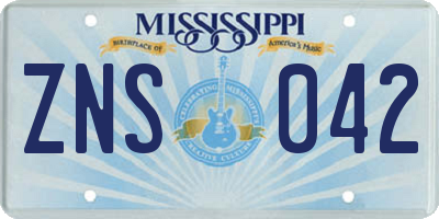 MS license plate ZNS042