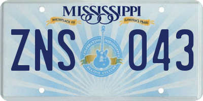 MS license plate ZNS043