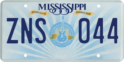MS license plate ZNS044