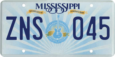 MS license plate ZNS045