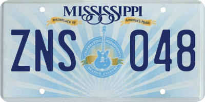 MS license plate ZNS048
