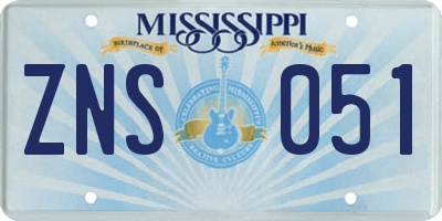 MS license plate ZNS051
