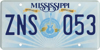 MS license plate ZNS053