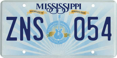 MS license plate ZNS054