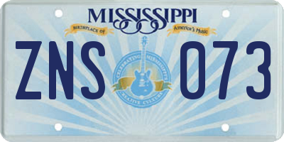 MS license plate ZNS073
