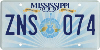 MS license plate ZNS074