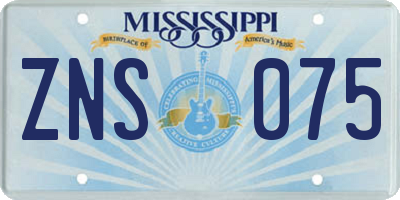 MS license plate ZNS075