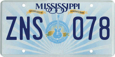 MS license plate ZNS078