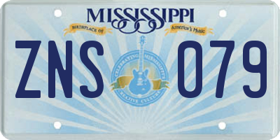 MS license plate ZNS079
