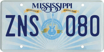 MS license plate ZNS080